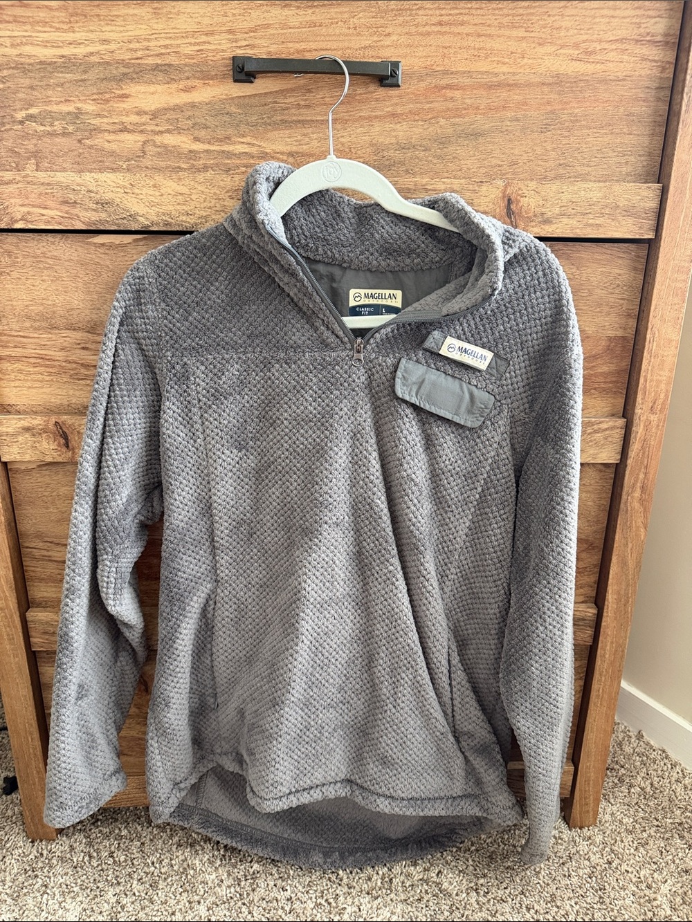 Magellan Outdoors Women’s Gray Half-Zip Textured Fleece Pullover